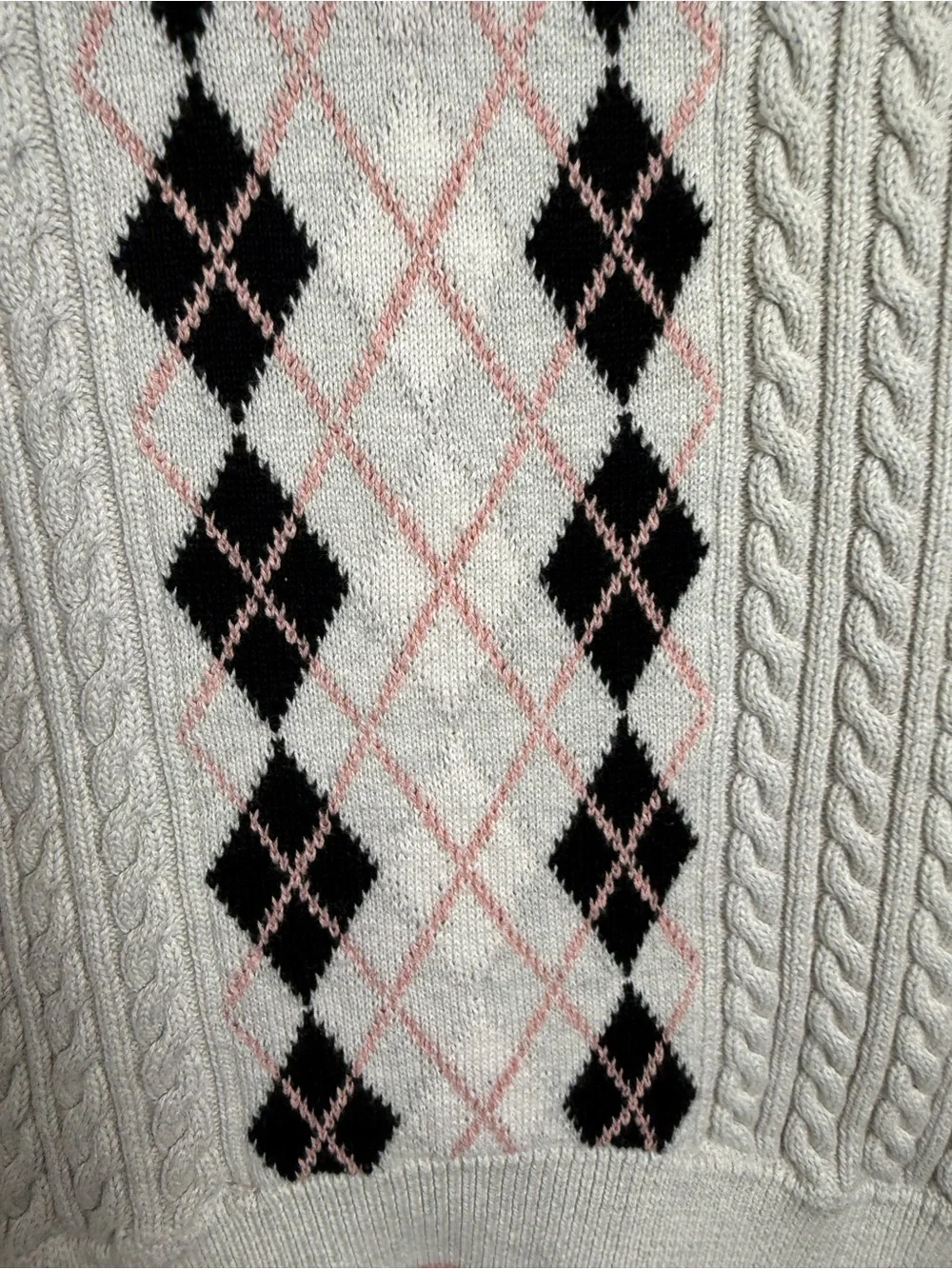Gymboree Boys Cable Knit Argyle Sweater Vest Size 12 100% Cotton